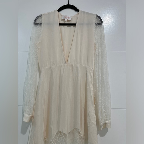 Stone cold fox friar white lace v neck long sleeve maxi gown boho festival M/L - Picture 13 of 17